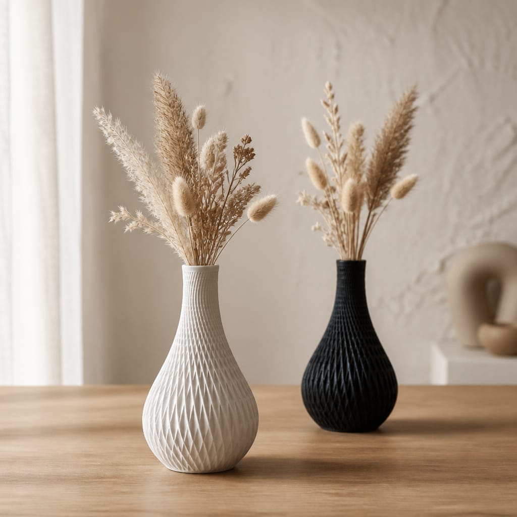 AURA Design-Vase – 3D-gedruckte Origami-Tischvase für Trockenblumen