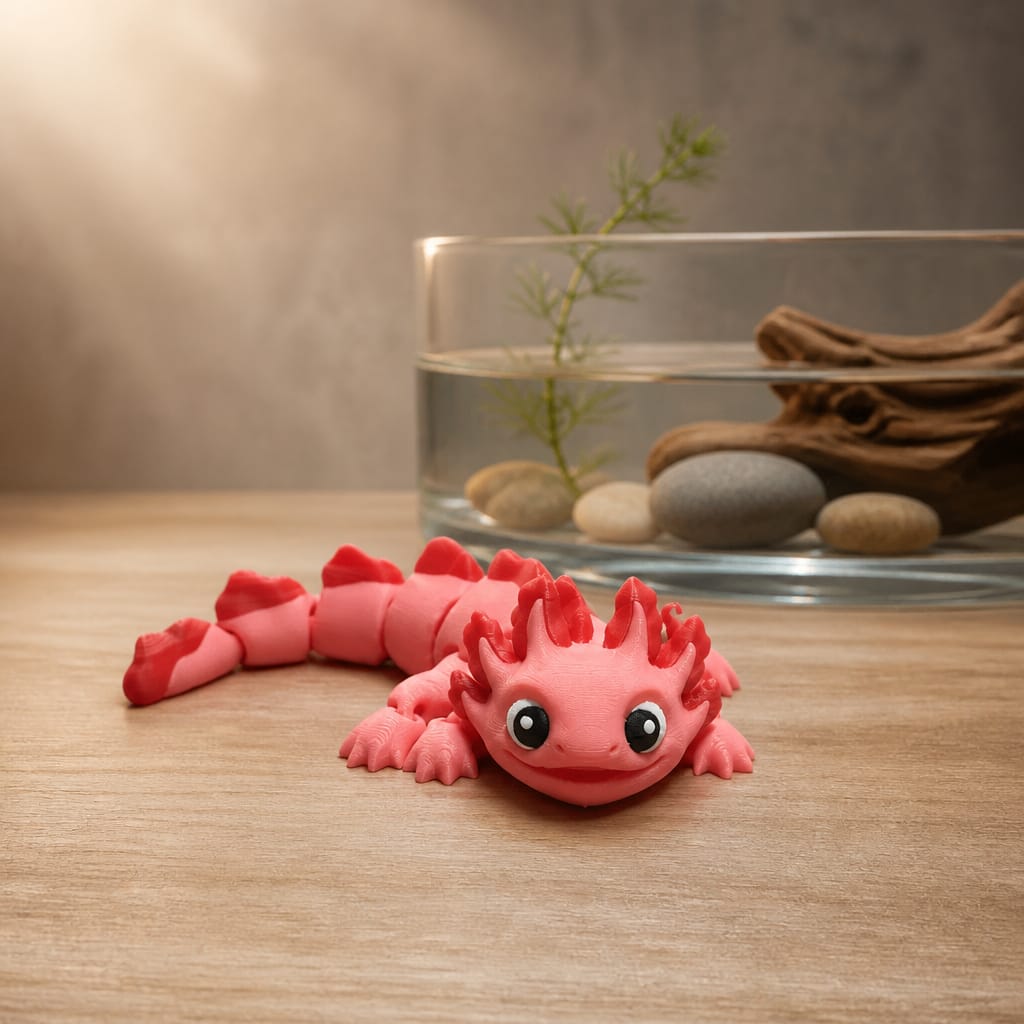 Articulated Axolotl – Der bewegliche Glücksbringer in Pink
